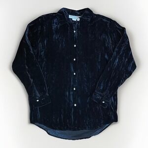 Vintage Broomskirts Dallas Women's Size Medium Black Velvet Long Sleeve Shirt